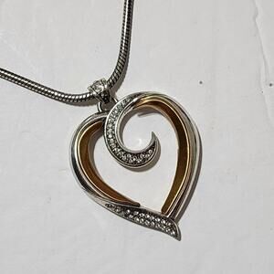 Brighton‎ heart and scroll crystal jeweled swirled heart pendant necklace
